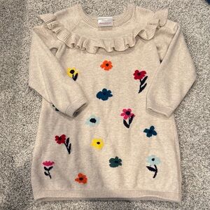 Hanna Andersson Floral Knit Dress with Ruffle Collar